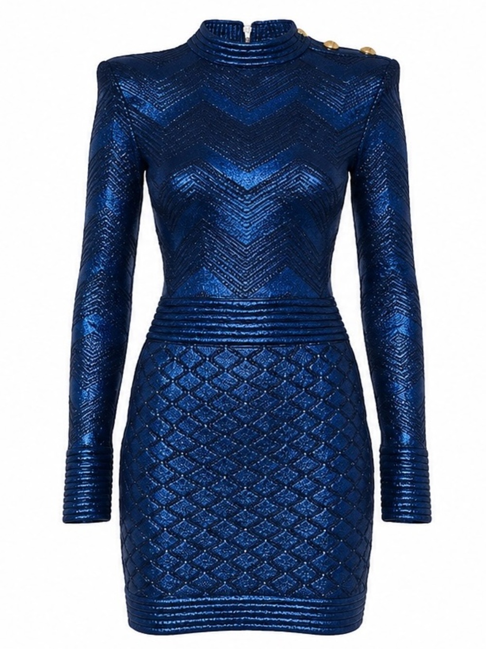 Balmain metallic blue mini dress